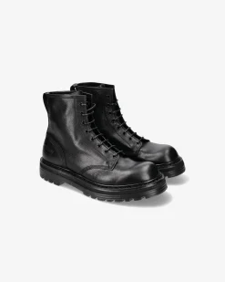 Premiata Combat boot in vitello volanato nero>Uomo Stivali