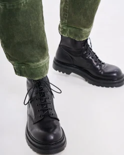 Premiata Combat boot in vitello volanato nero>Uomo Stivali