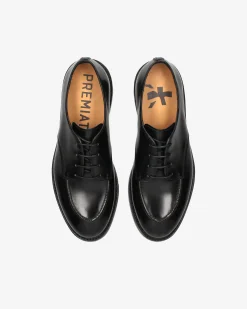 Premiata Derby in pelle spazzolata binder nero>Uomo Stringate