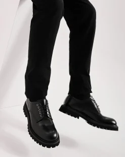 Premiata Derby in pelle spazzolata binder nero>Uomo Stringate