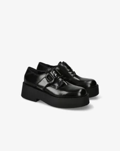 Premiata Derby in vitello mousse nero>Donna Stringate