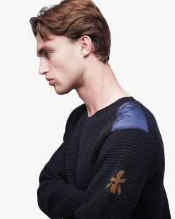 Premiata Maglia girocollo in lana con dettagli in nylon>Uomo Maglieria