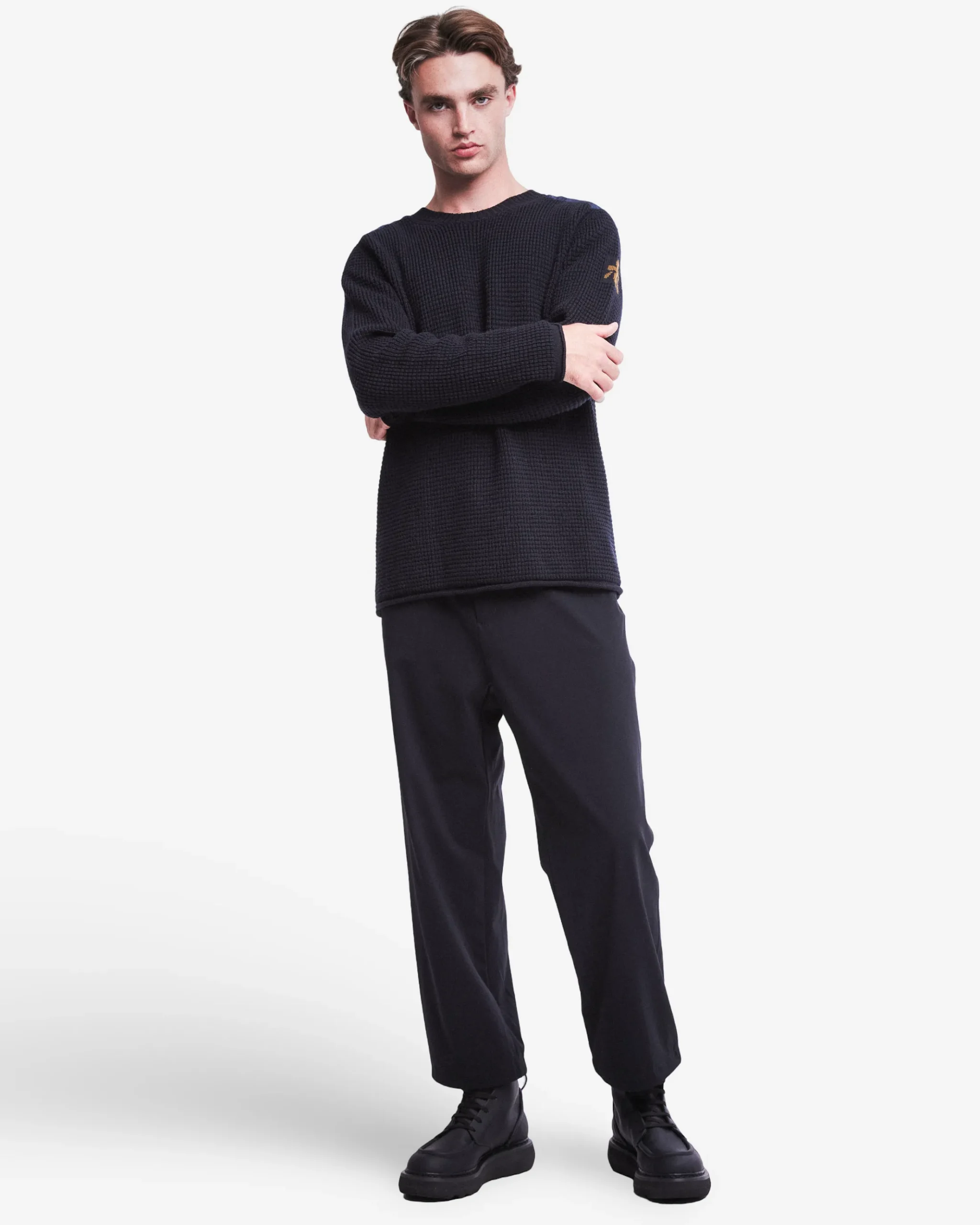 Premiata Maglia girocollo in lana con dettagli in nylon>Uomo Maglieria