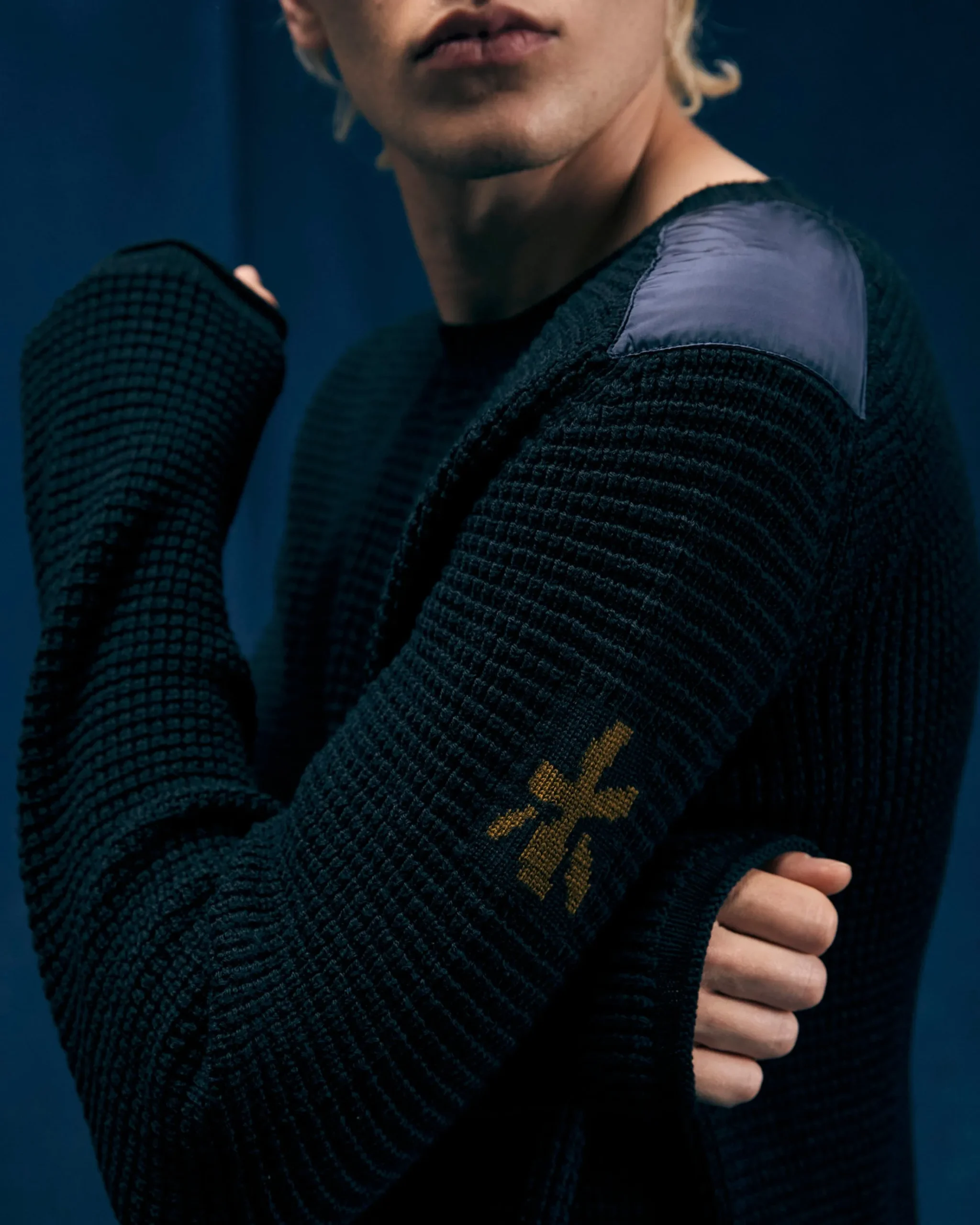 Premiata Maglia girocollo in lana con dettagli in nylon>Uomo Maglieria