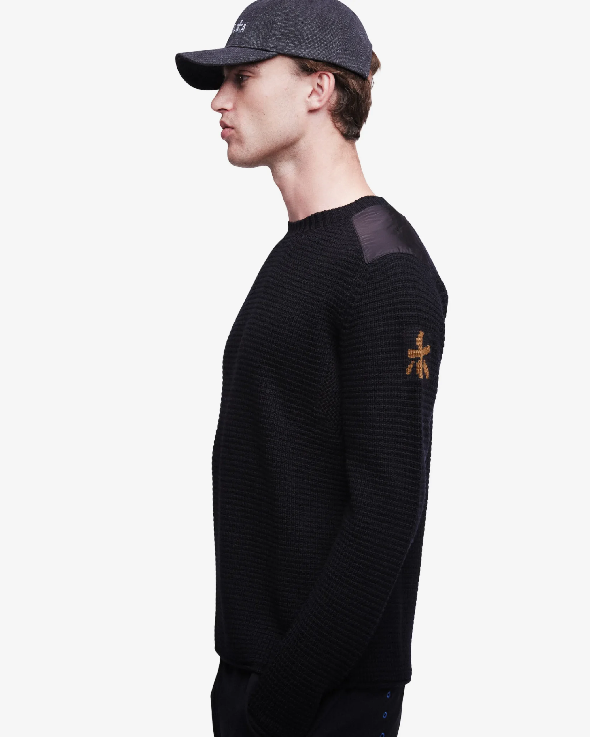 Premiata Maglia girocollo in lana con dettagli in nylon>Uomo Maglieria