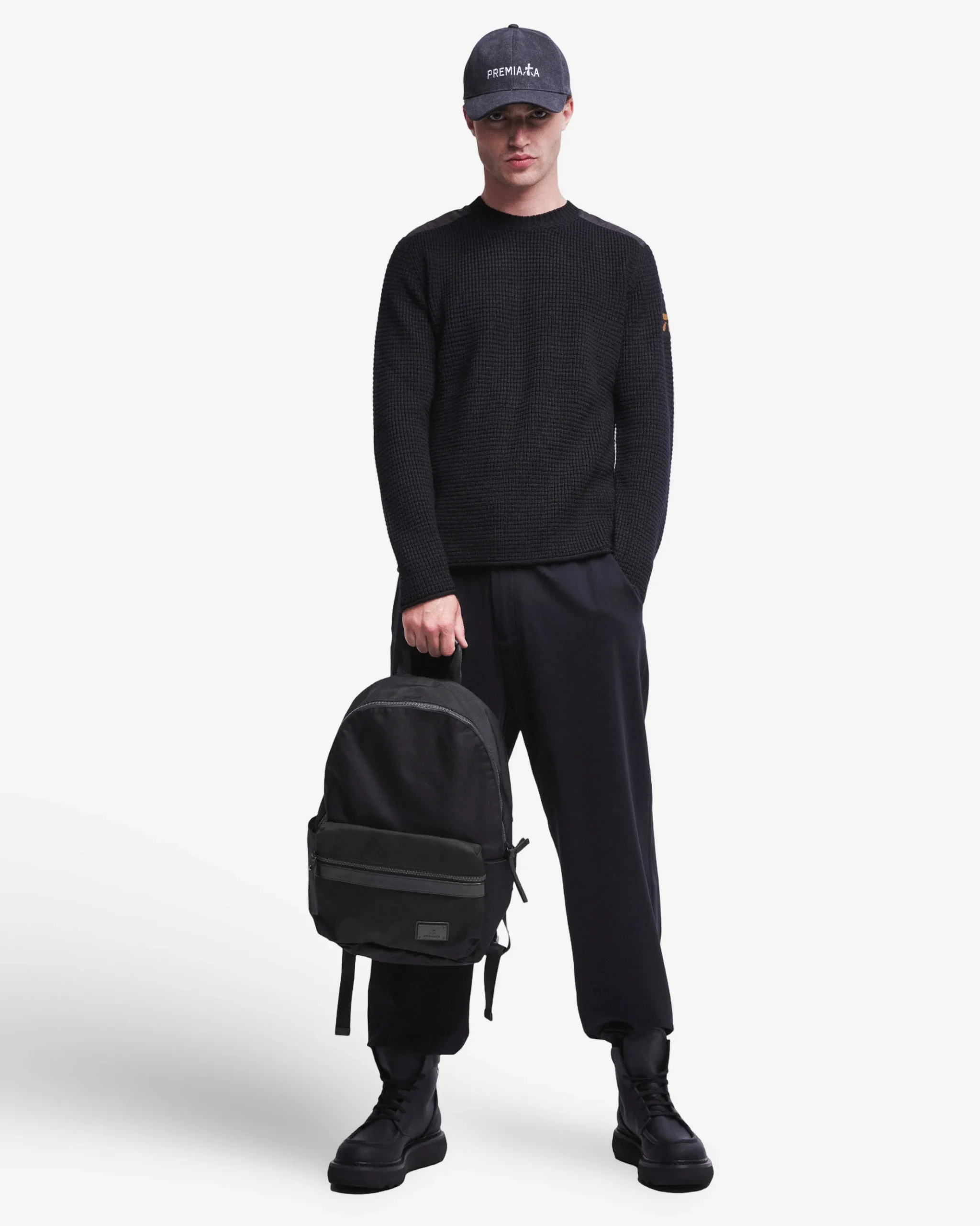 Premiata Maglia girocollo in lana con dettagli in nylon>Uomo Maglieria
