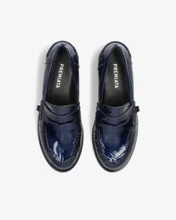 Premiata Mocassini Siria in vernice glass navy>Donna Mocassini