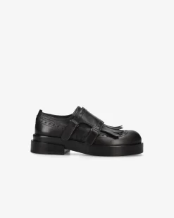 Premiata Monk Brogue in pelle iseo nero>Donna Fibbie