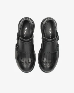 Premiata Monk Brogue in pelle iseo nero>Donna Fibbie