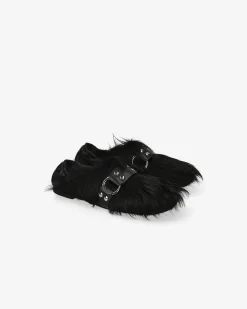 Premiata Pantofola in pony garda nero>Donna Slippers E Mules