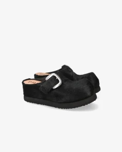 Premiata Sabot in cavallino nero>Donna Slippers E Mules