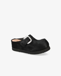 Premiata Sabot in cavallino nero>Donna Slippers E Mules
