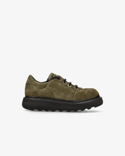 Premiata Scarpe Cal in suede rain oliva>Uomo Stringate