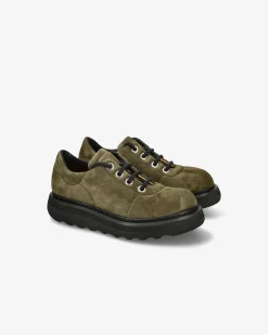 Premiata Scarpe Cal in suede rain oliva>Uomo Stringate