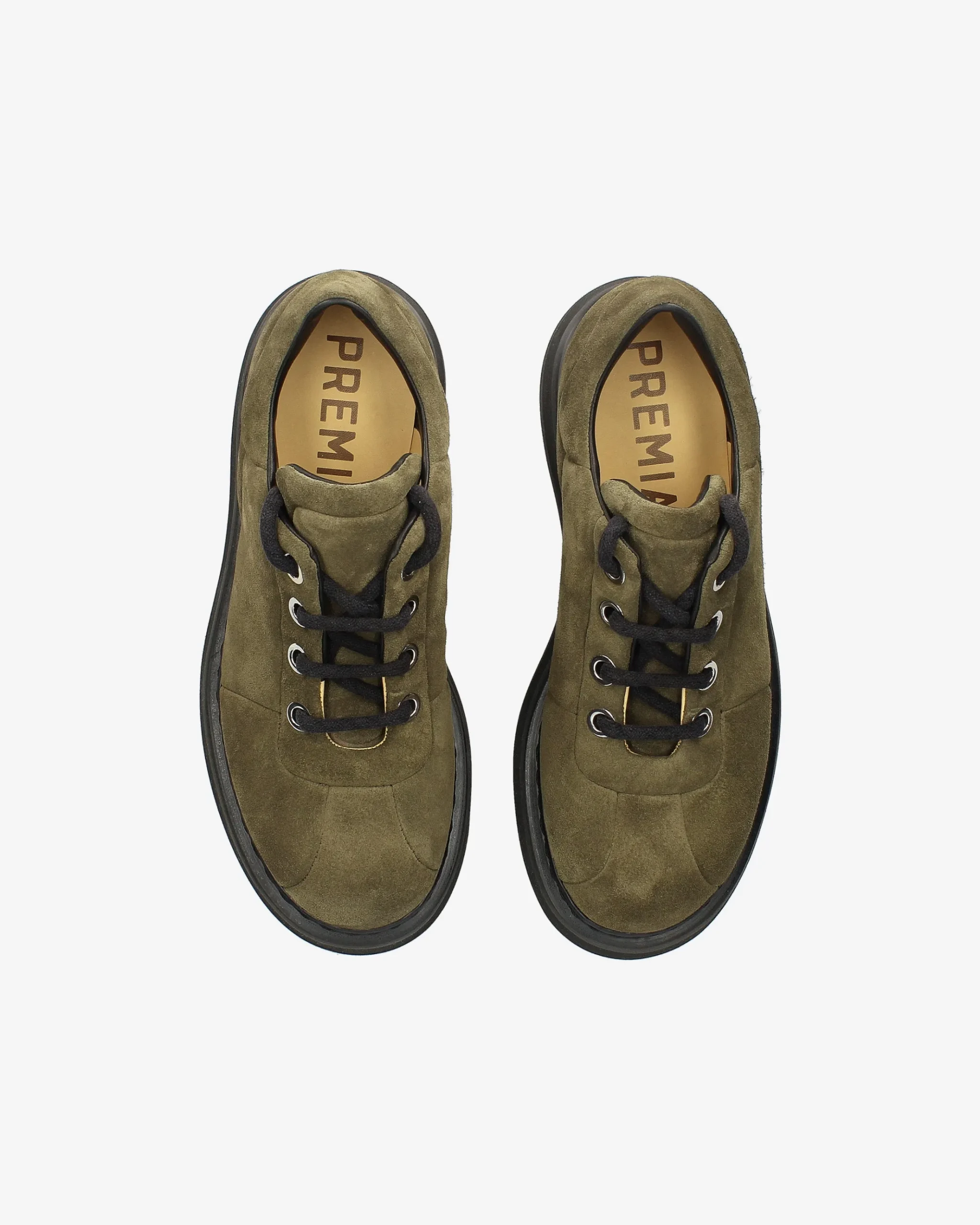 Premiata Scarpe Cal in suede rain oliva>Uomo Stringate