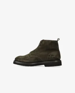 Premiata Stivaletti stringati in camoscio rain olive>Uomo Stivali