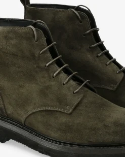 Premiata Stivaletti stringati in camoscio rain olive>Uomo Stivali